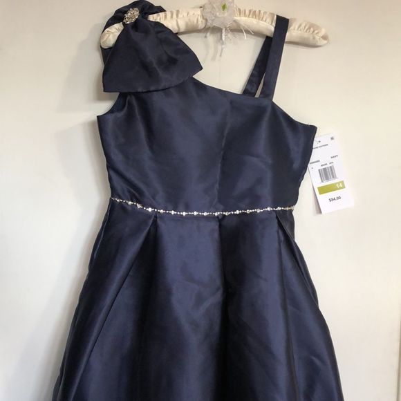 Rare Editions Big Girls Asymmetrical-Neckline Fit-And-Flare Dress, NWT Size 14 - Picture 10 of 12